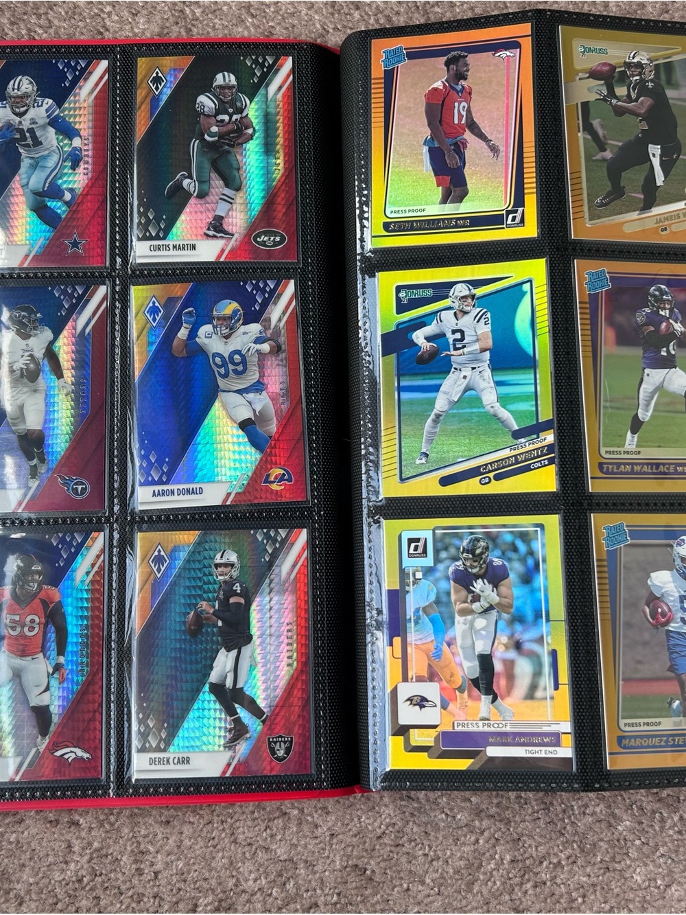 Sports Trading Card Binder full of football cards - Black/Red Collector Album